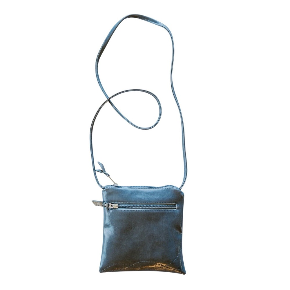Crystalyn Kae Gray Vegan Leather Crossbody‎ Bag Floral Lining Minimalist Luxe - Picture 2 of 12